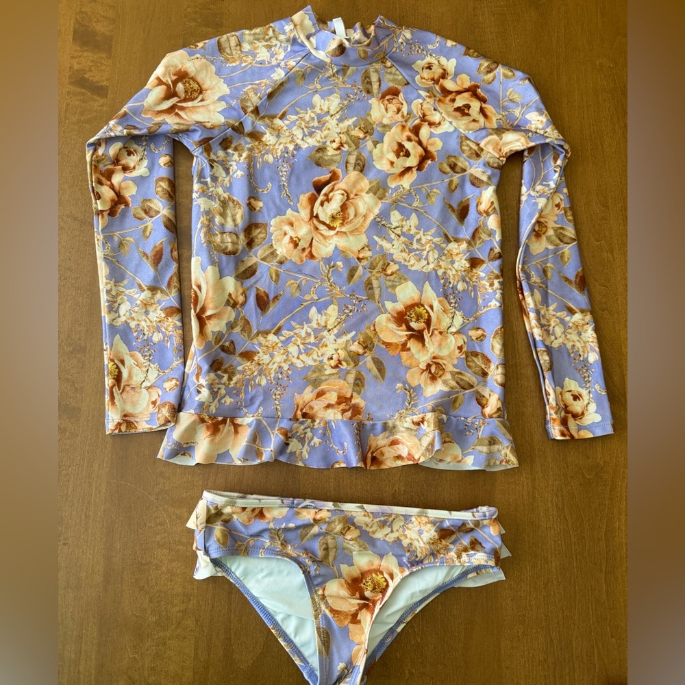 Zimmermann Floral Kids Swim Set in Purple and Cream